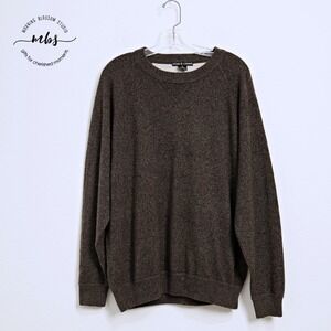 Autumn Cashmere 100% Cashmere Crewneck Long Sleeve Sweater Brown Men M